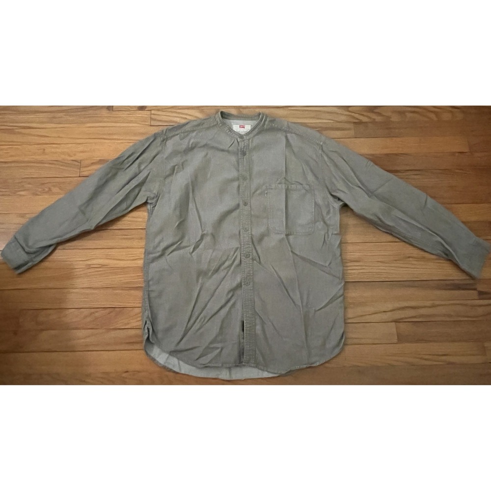 Vintage Levi's Round Neck Button Down Long Sleeve Gray Retro Shirt Men L